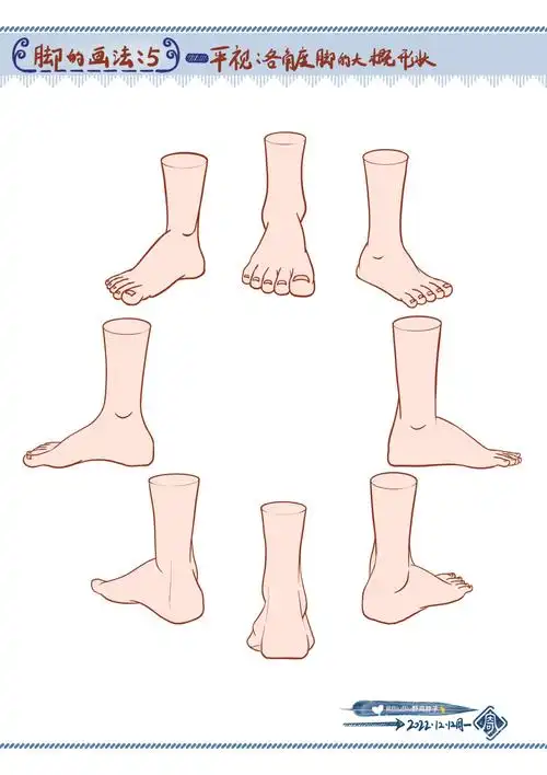 脚的画法5:平视——各角度脚的大概形状