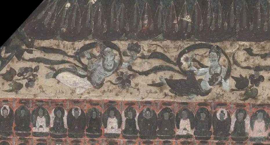 神游千年大美敦煌初唐57窟美人窟南壁说法图最美观音金饰璀璨高清大图