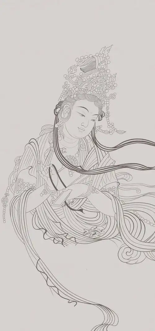 临摹安西榆林窟第三窟的经典壁画《普贤菩萨像》