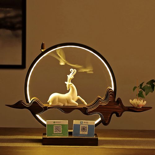 矜瓷 开业礼品收银台微信放二维码一鹿发送礼创意家居装饰摆件 白色