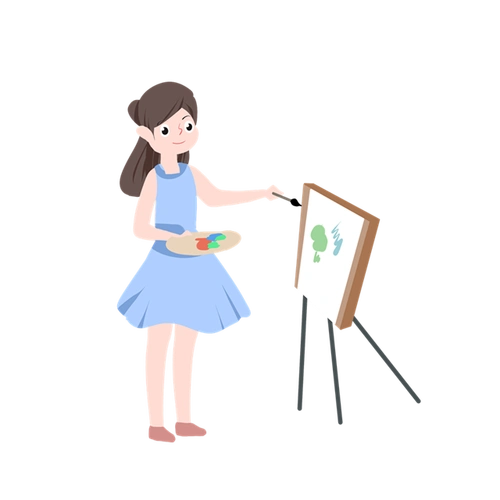 在画画的女孩图片