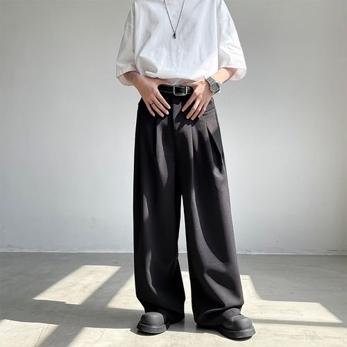 华天牧男生穿搭感裤子男休闲百搭大码阔腿裤夏季薄款美式直筒长裤