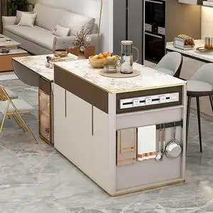 极简轻奢岩板中岛台西厨岛台餐边柜客厅备餐柜餐厅家用岛台柜成品