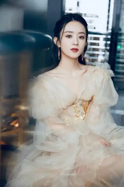 赵丽颖鎏金束腰仙女裙造型参加时尚芭莎年度派对