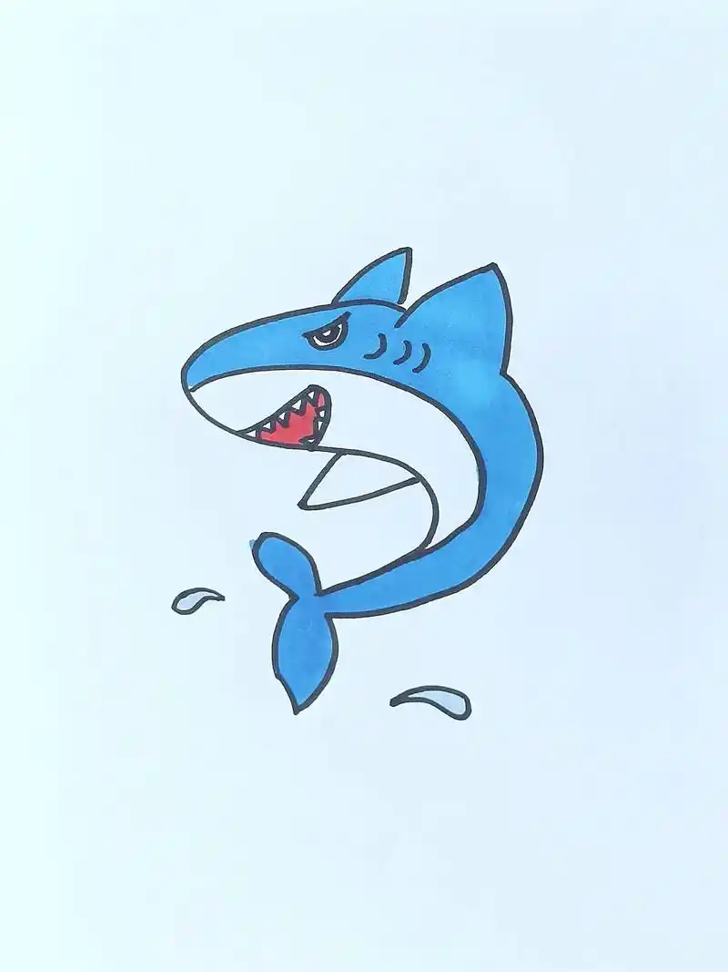 鲨鱼简笔画.#图文伙伴计划 #画画 #简笔画 #一起学画画  - 抖音