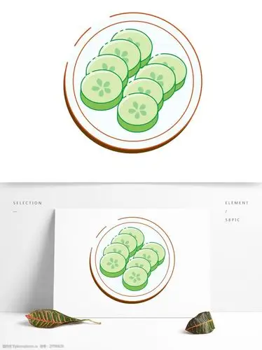 卡通手绘meb风格黄瓜片矢量图