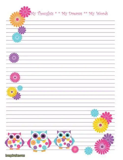 背景-红豆饭小学生简笔画信纸边框花纹黑白简笔画漂亮的儿童信纸45p