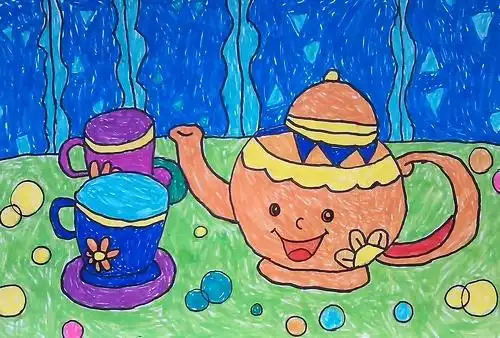 茶壶与杯子/少儿绘画作品/儿童画/网络美术馆_中国少儿美术教育网