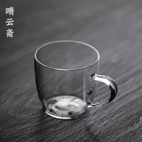 22n手工全透明玻璃小茶杯品茗杯单只带把功夫茶小杯子高透亮-阿里巴巴