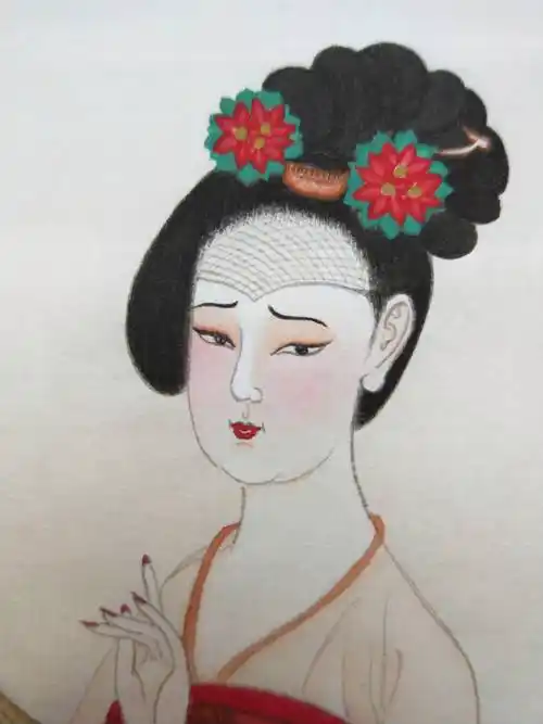 用中国传统笔墨绘画《刘采春演唱图》,希求再现唐代歌唱家刘采春的