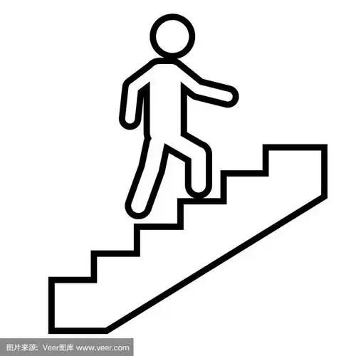 楼梯线图标孤立在白色背景