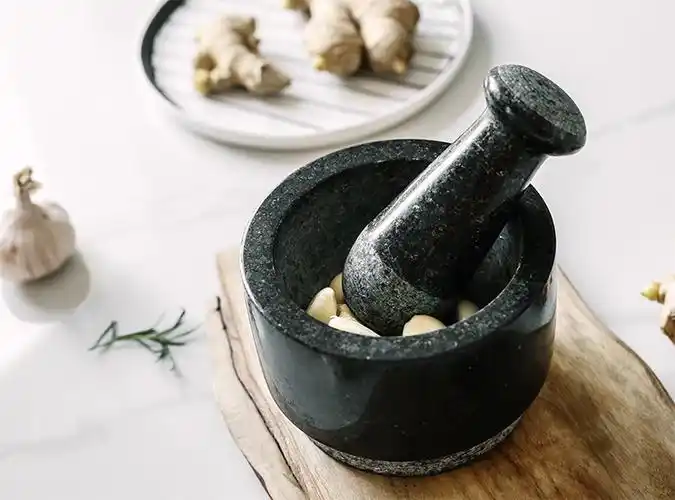 捣蒜臼子石头妙home蒜缸捣蒜罐家用艾德思杵和臼大理石研磨器黑石研磨