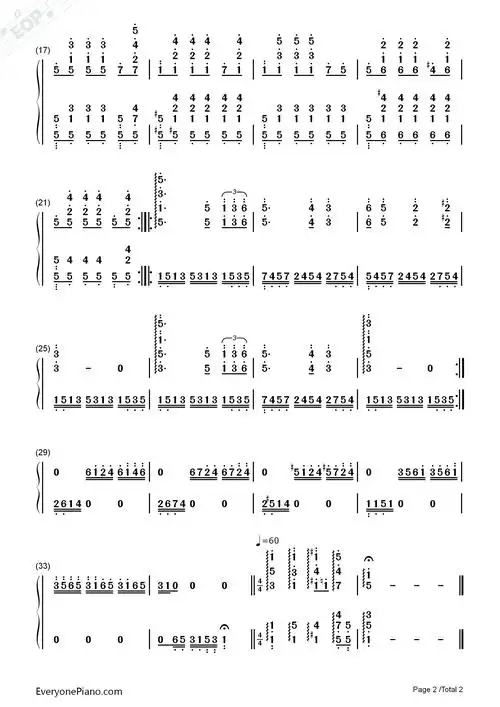 降b大调前奏曲双手简谱预览2