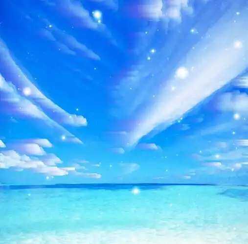 浪漫动漫蓝天白云海水背景