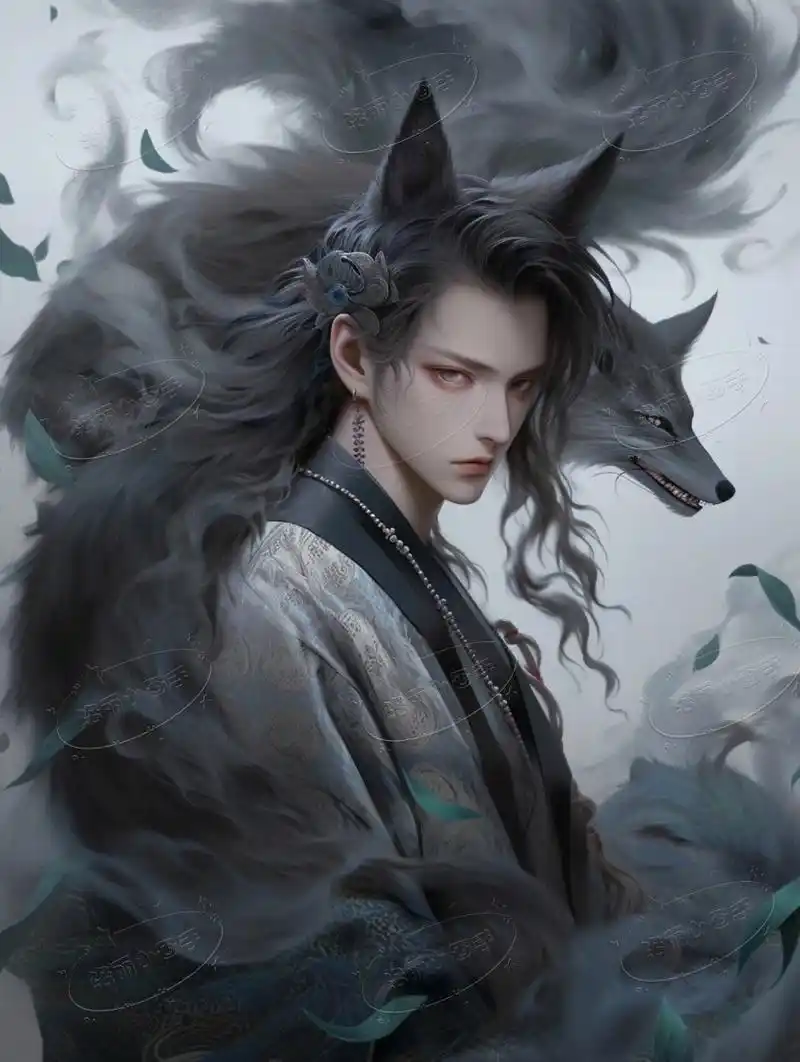 男狐妖 千妖千面02 九尾男狐5图 #画画的日常# #绘画# #插画# #画画