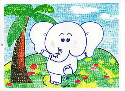 跳舞的大象 儿童画大象,蜡笔画大象 - 9252儿童网