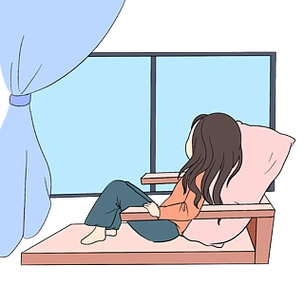 宅在家不出门的女孩手绘插画