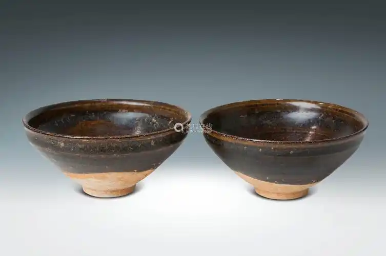 宋吉州窑碗一对