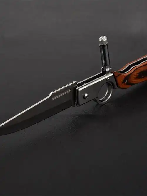 本土ak折叠刀德国锰钢一键启动水果刀高硬度led灯户外探险小直刀