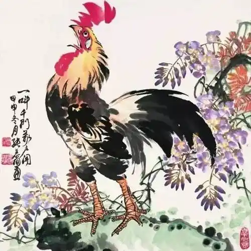 题金鸡报晓图·其三