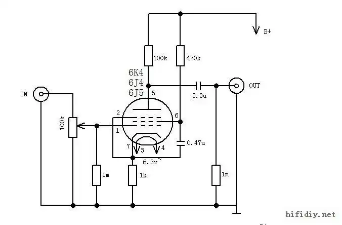 6j5标准接法可通插的胆单管前级