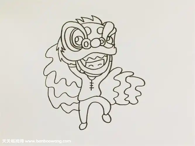 儿童舞狮简笔画