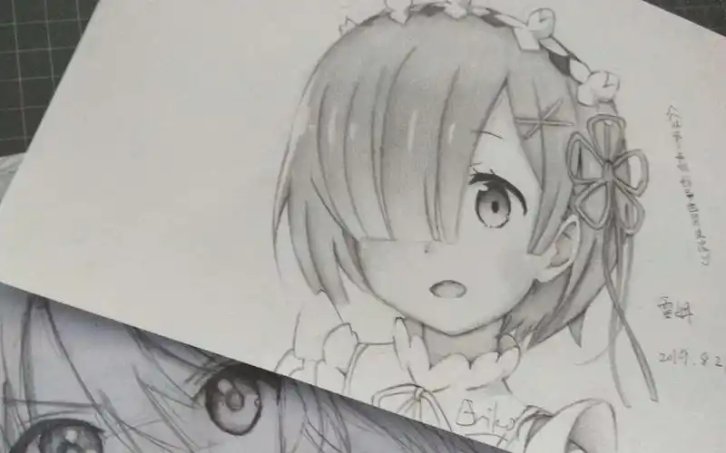 手绘伪教程教你画一只可爱的蕾姆手绘实况无加速全程蕾姆24p请三指