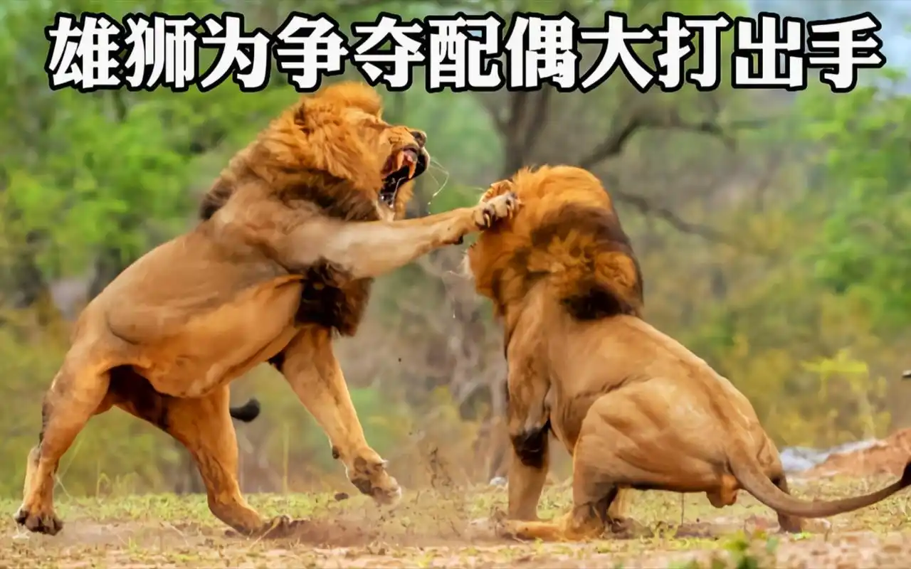 雄狮为争夺配偶大打出手!