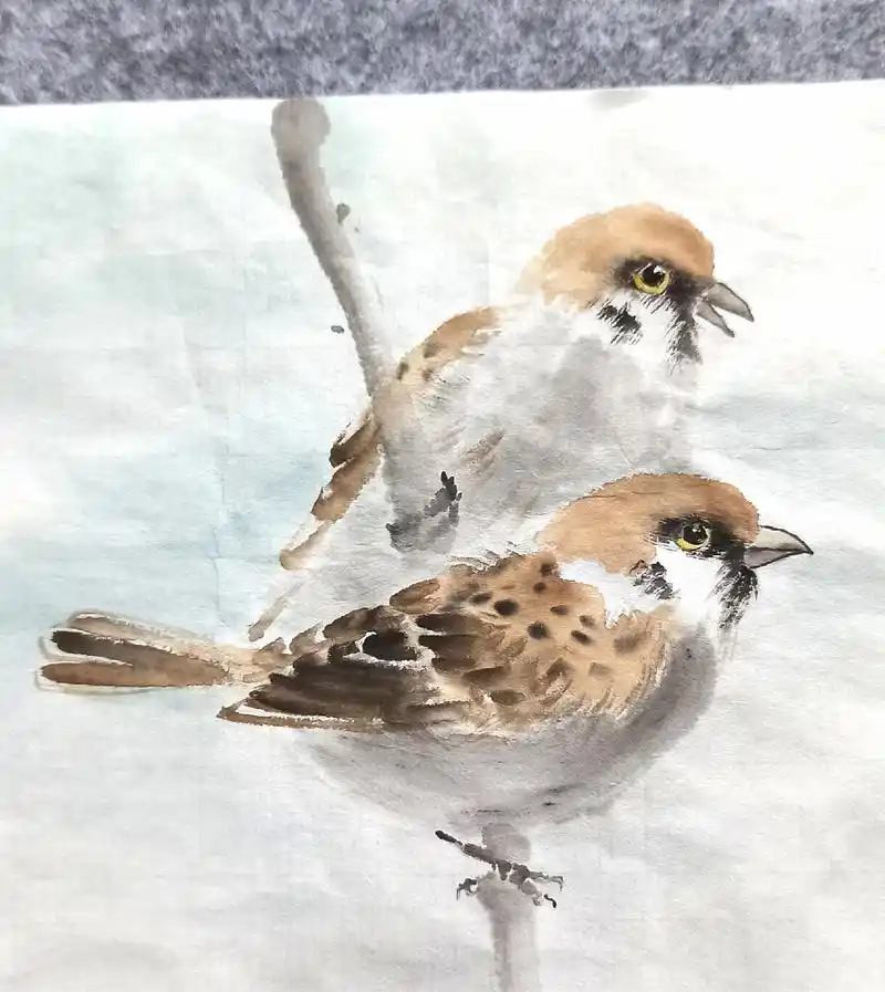 空山鸟语.#写意花鸟画 #国画麻雀#画画 #国画花鸟教程  - 抖音