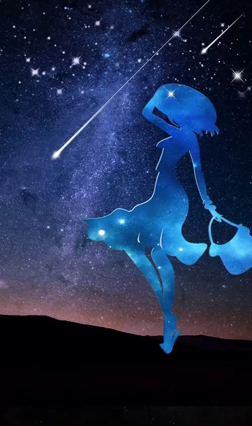 蓝色少女星空背景