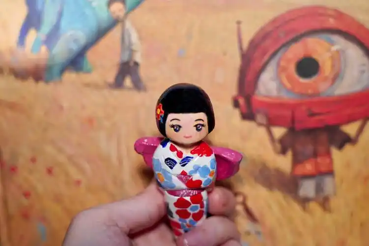 记录一下第一次做石塑粘土(自己设计的和服小娃娃,朋友说很像晴天娃娃