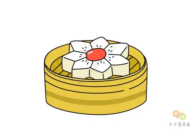 美食简笔画蒸笼里的米糕