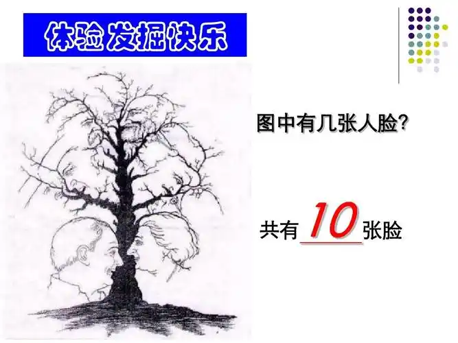 体验发掘快乐 图中有几张人脸? 共有    张脸