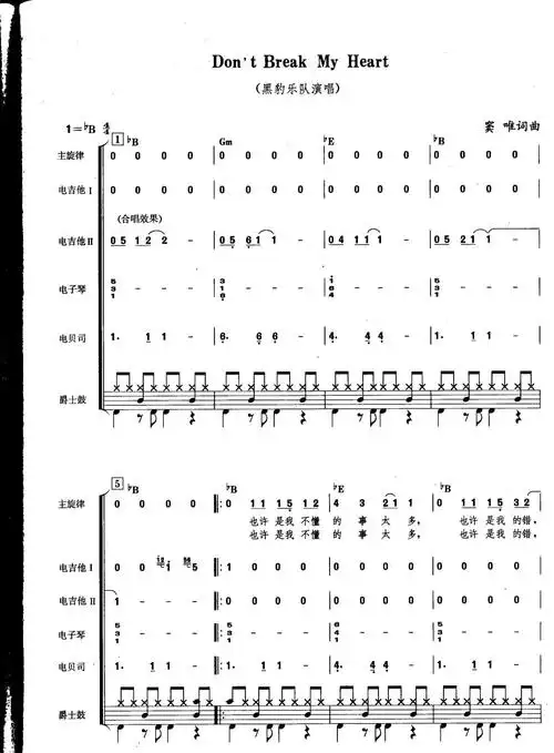 dont break my heart(乐队总谱图片格式总谱)-黑豹乐队_乐队总谱