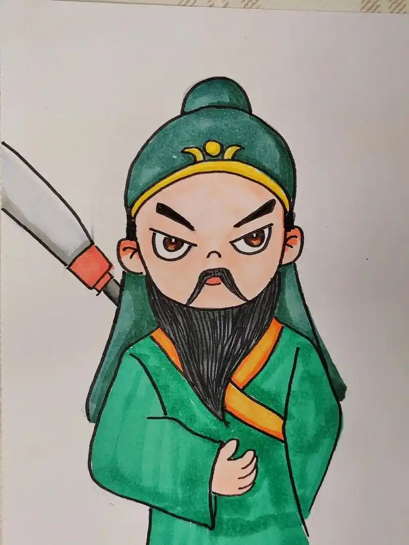 关羽骑马拿大刀最简单的简笔画