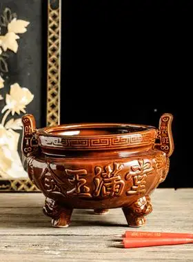 清明上坟祭祀扫墓墓碑香炉陶瓷户外墓前香炉家用室外供奉祖先