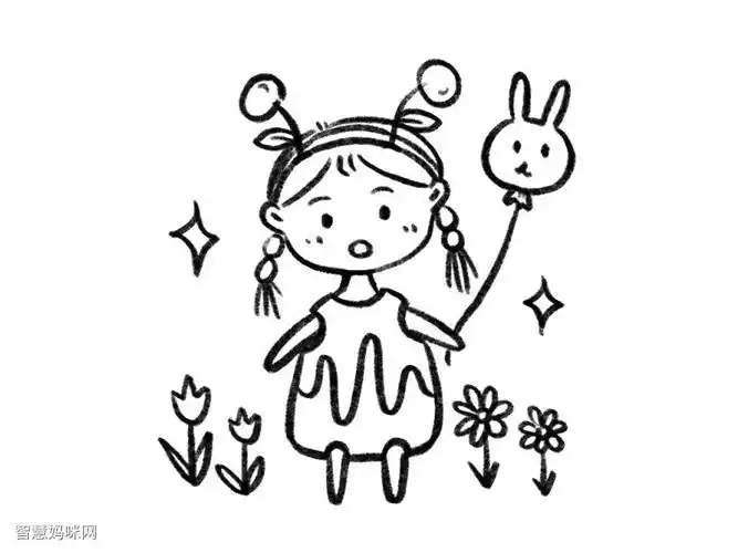网红简笔画小女孩素材