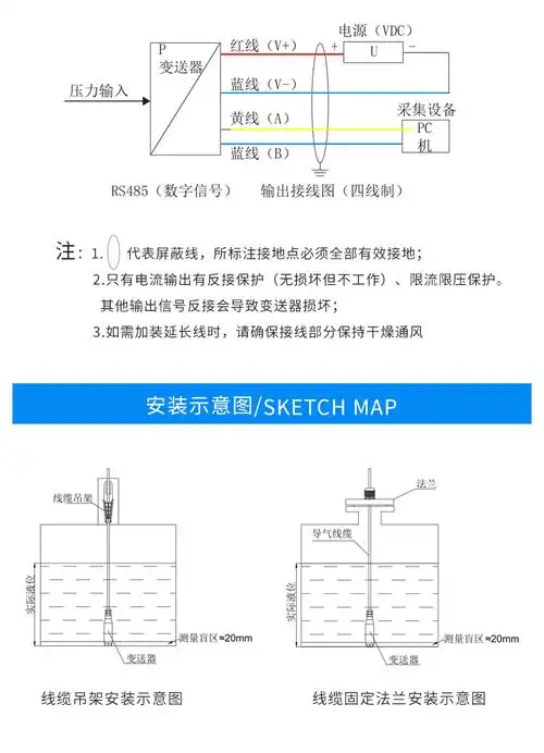 投入式液位变送器传感器静压式探头420ma水位控制消防水箱水位计玫