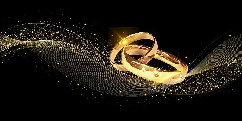 金色简约大气金戒指金项链珠宝展板珠宝首饰背景