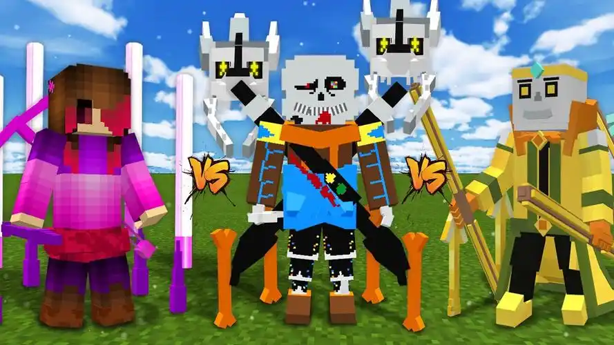 魔哒解说我的世界传说之下模组里的贝蒂和sans们打起来了