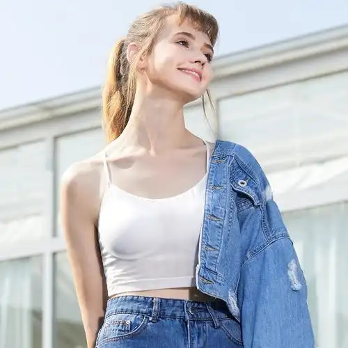 都市丽人官方旗舰店清仓美背轻薄短款小背心连罩杯一体式吊带背心