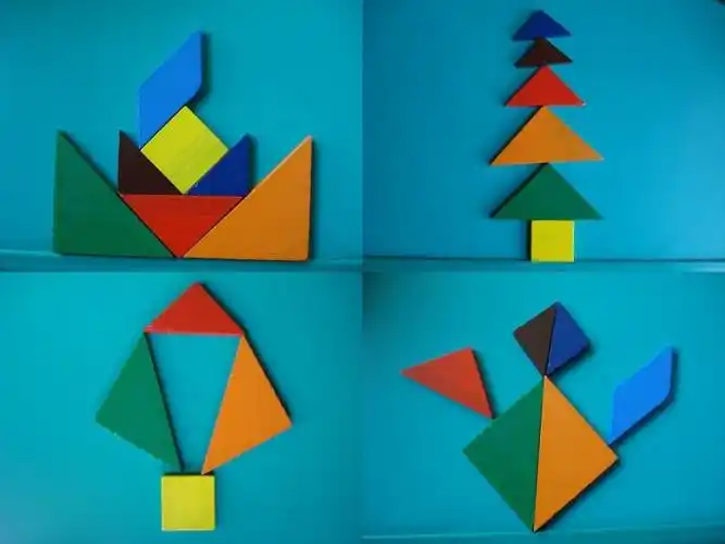 七巧板是由下面七块板组成的,完整图案为一正方形:五块等腰直角三角形