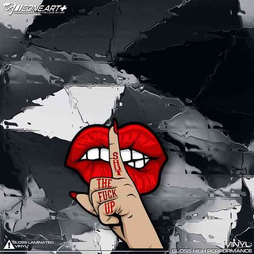 eone反光车贴美女温柔提示闭嘴shut the f up手势表情 室内外贴纸