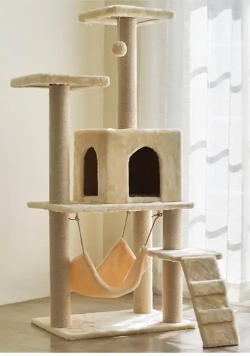 猫爬架猫窝猫树剑麻猫家具猫咪爬架玩具大型实木猫架子一体别墅窝016