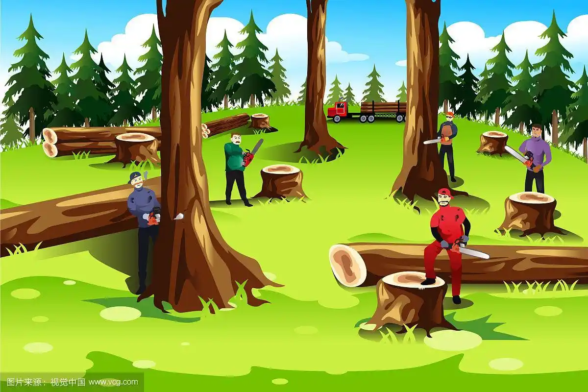 人们砍伐树木