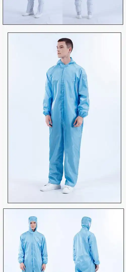 防静电无尘服连体无尘车间静电衣连体衣连帽衣服加大码工作服套装分体