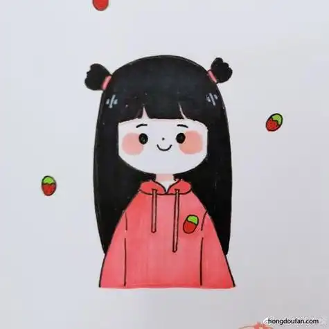 简笔画-红豆饭小学生简笔画大全动漫二次元可爱小女孩简笔画画法图解