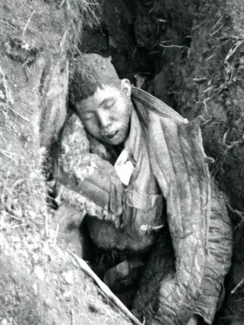 阵亡志愿军的照片 (默哀中)