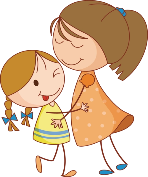 手绘相亲相爱的姐妹俩