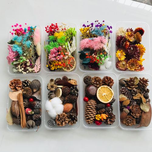自然材料手工diy原材料混装花盒花材干花包幼儿园森系环装饰松果